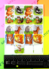Vintage Woodland Animals Sticker Sheet Partials Eureka