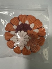 Flower Petals, Maroon, Orange & Ivory with Rhinestone Embelishment (B37)
