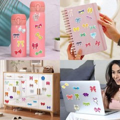 Adorable 50PCS Bow Stickers – High-Quality Aesthetic Vinyl Decor for Any Surface