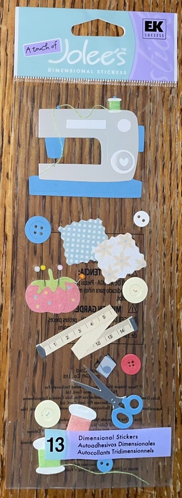 RARE Jolees Sewing Machine Sew Scissors✂️Thread🧵Measuring Tape Buttons Stickers