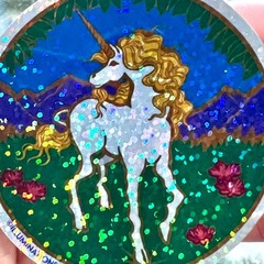 1981 Illuminations Unicorn Prism Sticker Vintage Reproduction Retro Fantasy Dec
