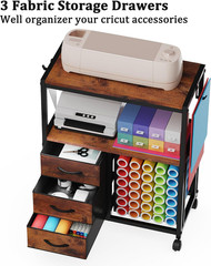 Vinyl Roll Storage Cart with 3 Fabric Drawers, Craft Organization and