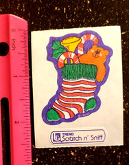 CHRISTMAS VINTAGE BEAR STICKER LOT 3 SANDYLION FUZZY TREND SCENTED PEPPERMINT