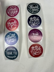 25mm Thank You Stickers 8 Patterns 500/Roll
