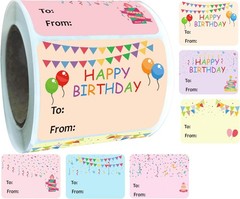 300 Pcs Happy Birthday Gift Tags Name Tags Stickers 1.5 x 2 Inch – Rectangle Hap