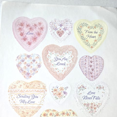 Vintage Sticker Sheet Current Inc Love & Faith Hearts Valentine Floral Country