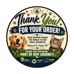 20 Circular Pet Thank You Stickers for Packaging Dog Cat Business Order Labels