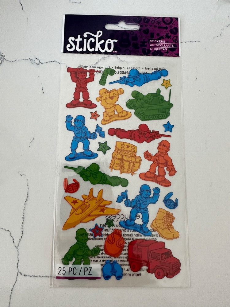 Sticko Autocollant Soldiers ~ Toy Trucks Planes Boots Pack Tank Canteen 25 PC