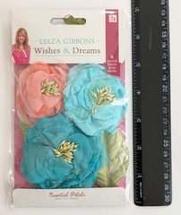 Prima Marketing Leeza Gibbons Wishful Thinking Aqua & Pink Fabric Flowers