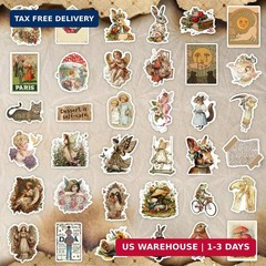 300 Pcs Vintage Stickers, Junk Journal Supplies, Cute Stickers for Journaling Su