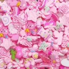 LibiIine 100pcs Mix Lots Flatback Resin Buttons Flat Back Scrapbooking Pink