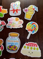 STICKERS x 10 Sweets Ice Cream Candy Cupcake Gummies Lollipop Pavlova 23V5