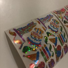 Vtg 1980s stickers Hambly Studios Mylar Foil Shiny Birthday Stickers Set 4(a21