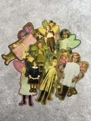 Set of 15 Vintage Cute Creepy Fairy Children Easter Pastel Stickers Scrapbooking
