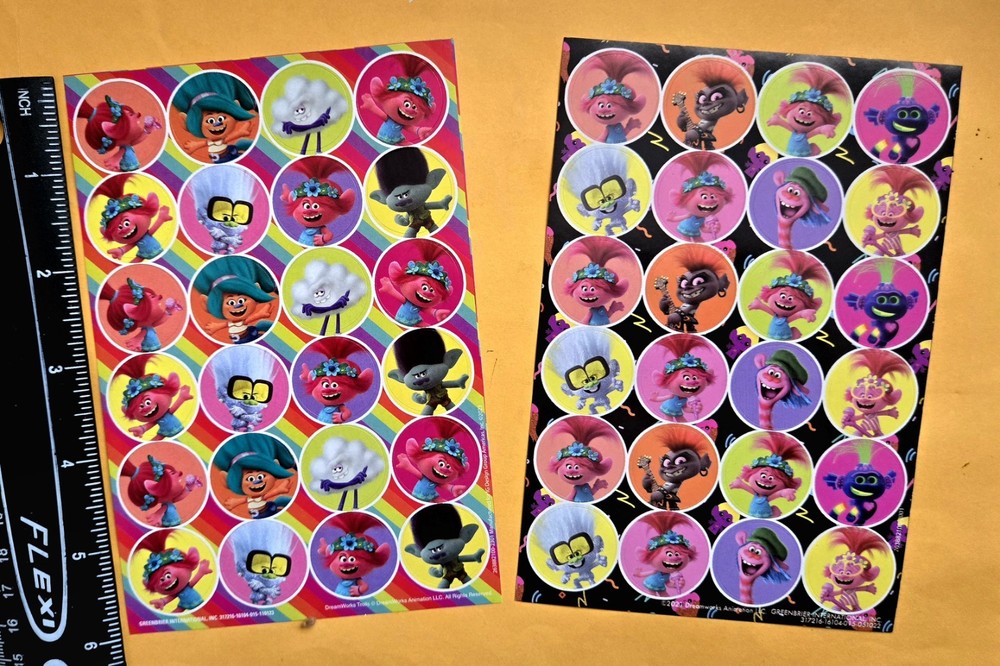 Trolls World Tour Sticker Single Sheet. Lot Of 2