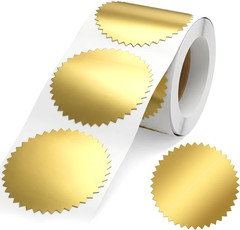 Embossing Stickers 300 Pcs 2 Gold Foil Seals Self-Adhesive Envelope Labels