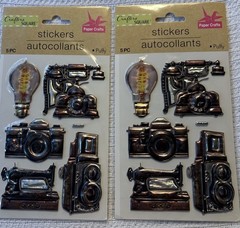 Crafters Square Vintage Travel & Adventure Themed, Puffy Stickers Etc(Lot of 8)