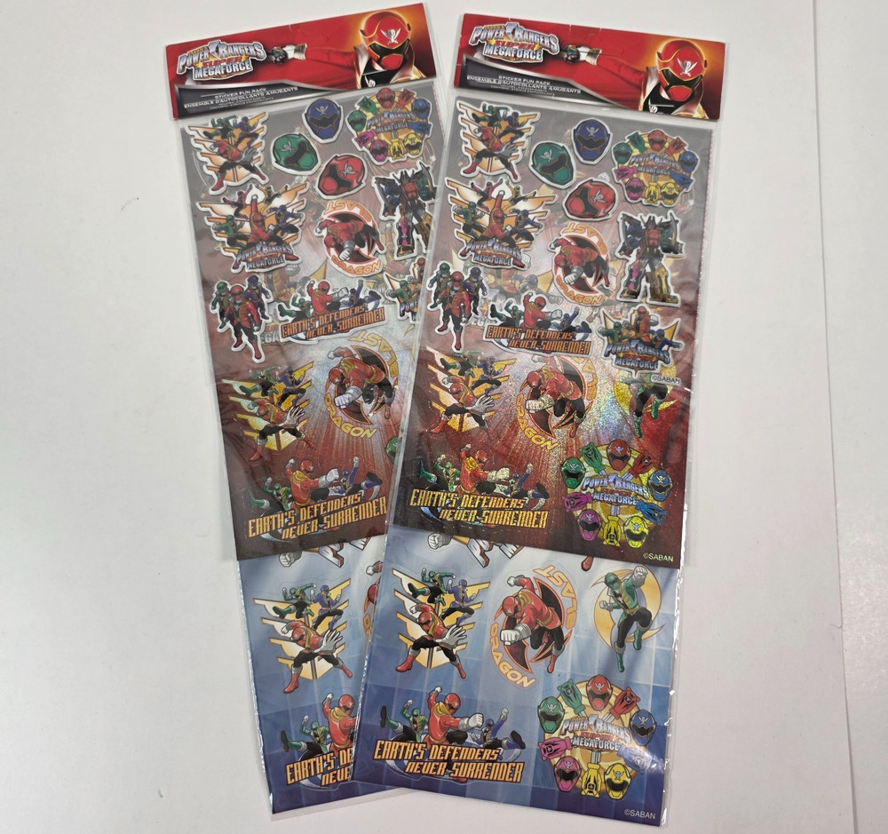 Power Rangers super Megaforce sticker fun pack 2 packs of 3 sheets 2014