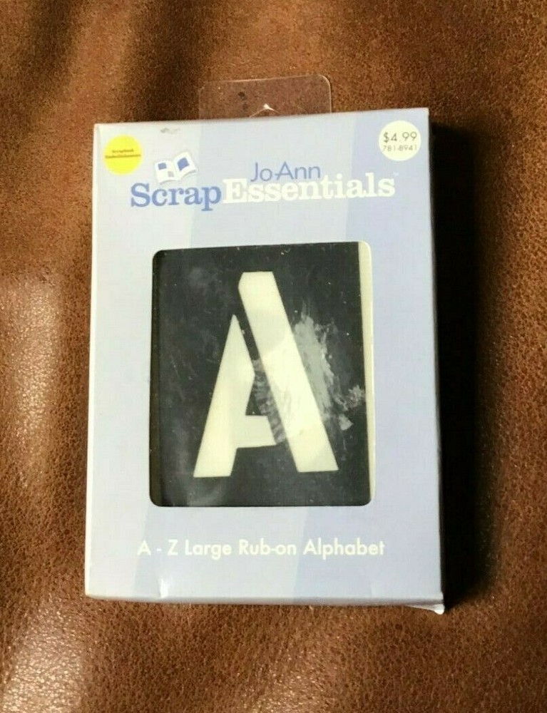 NIP VINTAGE RETIRED JOANN FABRICS SCRAP ESSENTIALS A-Z RUB ON ALPHABET LETTERS