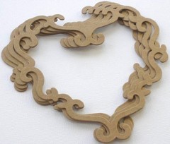 {4} *ORNATE LACE HEARTS* – Filigree Frame Chipboard Die Cuts – 4 1/2″ x 4 5/8″