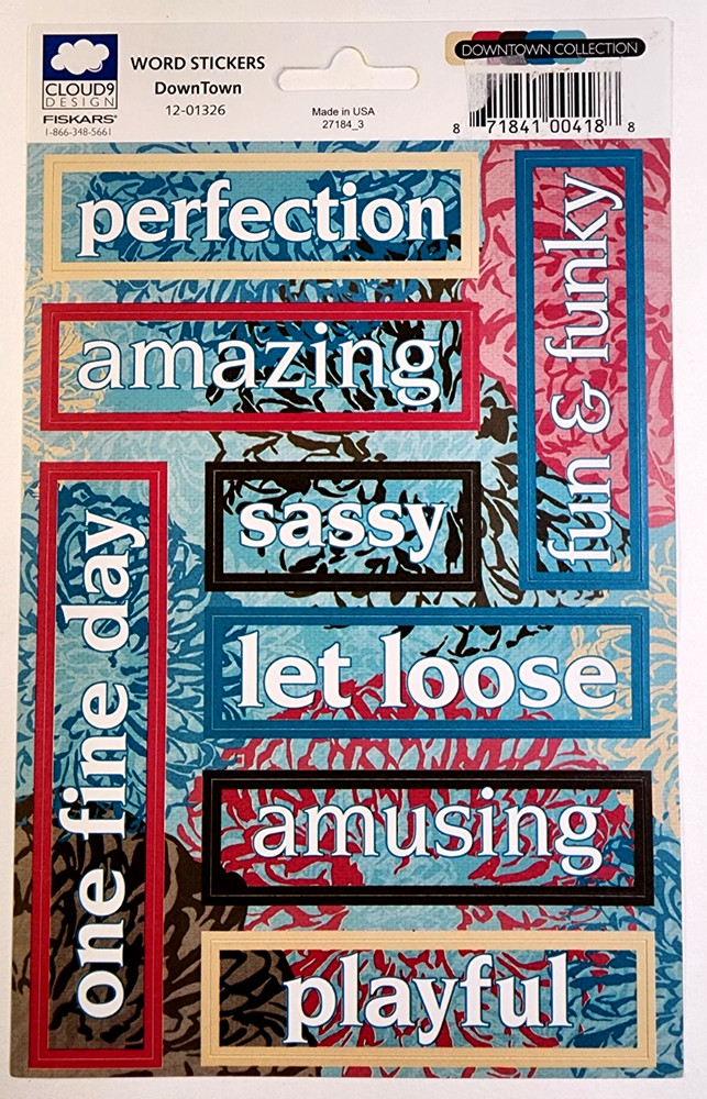 Cloud 9 Design Cardstock Word Phrases DownTown Collection Scrapbook Stickers