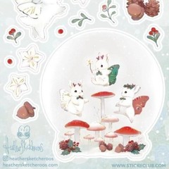 Winter Bunny Stickers – Fantasy White Rabbit Sticker Sheet – Christmas Crafts