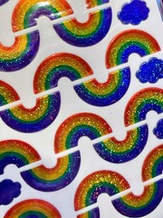 New! Vintage Stickopotamus Glitter Sparkle Rainbows Binder Stickers ~ 1 Sheet