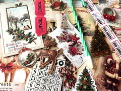 #24 -150pcs CHRISTMAS JUNK JOURNAL 3D KIT with Candy Cane Pen & REAL EPHEMERA