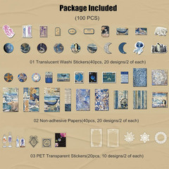100 PCS Vintage Ephemera Pack Journaling Scrapbooking Supplies Scrapbook Sticker