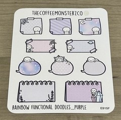 TheCoffeeMonsterzCo Rainbow Functional Doodles Purple Sticker Sheet TCMC