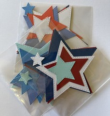 RED,WHITE & BLUE STITCHED STAR Die-Cuts(15pc)Fourth Of July•Independence•America