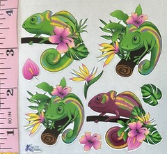 Violette Stickers Tropical Chameleon Floral Crafts Planner Supply Scrapbook
