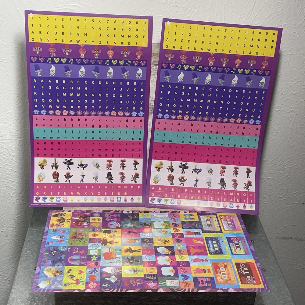 Trolls World Tour 3 Regular Sticker Sheets With Letters CHECK ALL PHOTOS BELOW