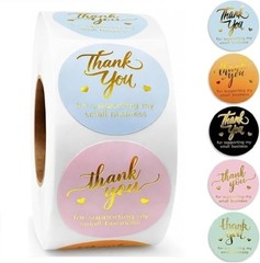 Thank You Stickers Roll 800pcs 1.5 Inch Multicolor Waterproof Self-Adhesive