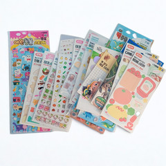 Daiso Korea 16pcs Kawaii Sticker Set Fruit, Animal,Emoji, Dinosaur, Dessert,Doll