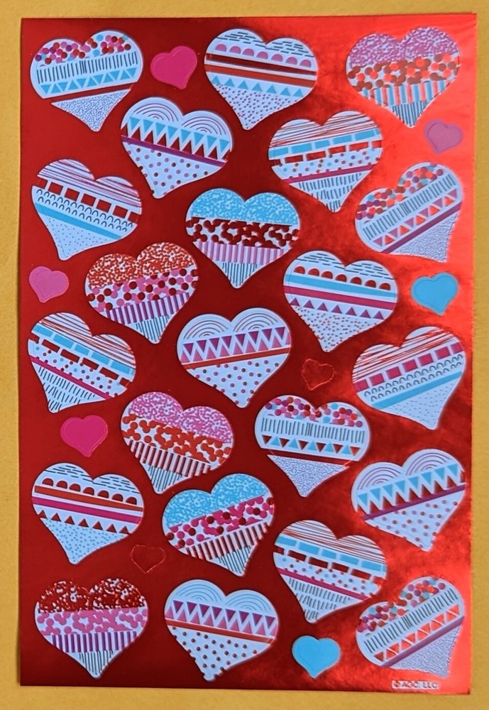 Hearts Love. Single Sticker Sheet