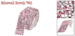 1 Inch x 1 Yard Crystal Rhinestone Sticker Ribbon Silver Pink