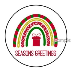 30 SEASONS GREETINGS ENVELOPE SEALS LABELS STICKERS 1.5″ ROUND RAINBOW PRESENT