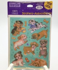 Heartline Hallmark Vintage Puppy Dog Stickers Pack 3 Sheets Sealed New Old Stock