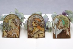 Mucha PET stickers | 10pcs PET Stickers Mucha vintage style pattern woman myster