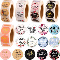 Thank You Small Stickers Rolls, 2500Pcs 1 Inch Thank You for Supporting My Small