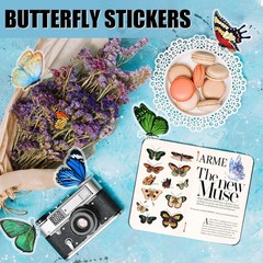 Arme Butterfly Stickers(635 Pcs, 48 Sheets), Flower Stickers for Scrapbooking, J