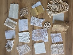 Fabric White Neutral Lace Trim Doily Slow Stitch Junk Journal 20pcs Hand cut