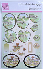 Anita’s Foiled Decoupage Summer Outdoors Sailing Balloons Planes Craft 4pc Lot