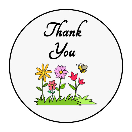 Spring Thank you stickers, labels, tags, envelope seals, flowers