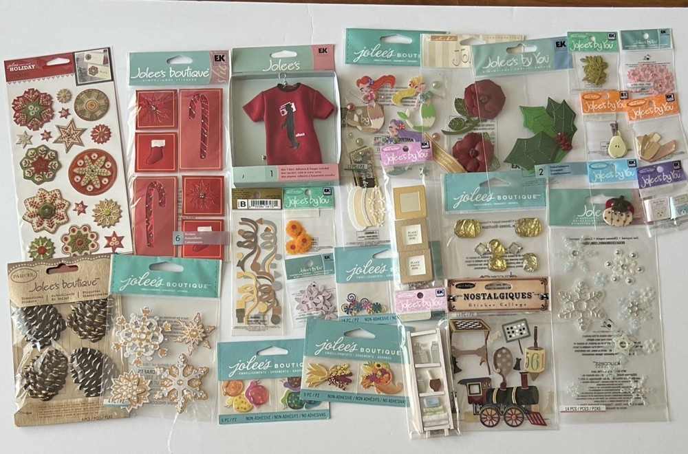 LOT #399 – LOT OF 25 JOLEE’S ONLY 3D STICKERS & EMBELLISHMENTS