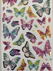 Stickers Butterflies Colorful Wings Decorate Matte Finish Paper Foil Accents New