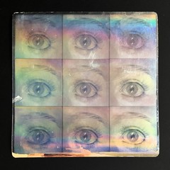 XL EYES STICKER SILVER anatomy ophthalmic eyeballs foil hologram holographic
