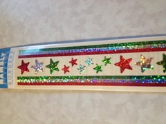 *1 PKG HAMBLY STUDIOS GLITTER BORDERS 14″ LONG STARS STRIPES RED SILVER GREEN