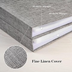 Mublalbum 12×12 Large 3-Ring Scrapbook Photo Album, 40 Sleeves, Grey Linen Cover